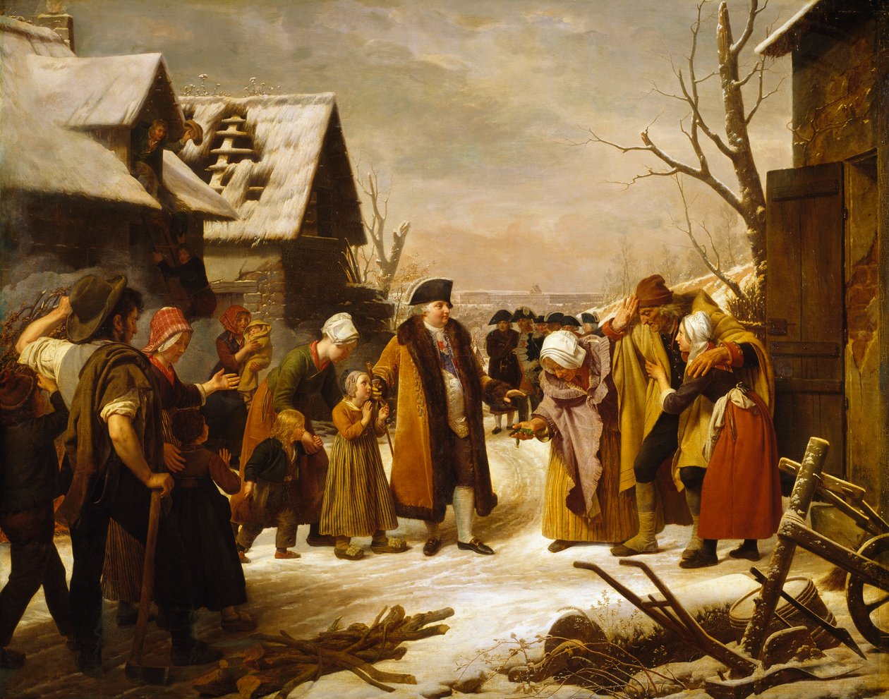 Ludwig XVI. verteilt Almosen an die Armen von Versailles während des Winters 1788 von Louis Hersent