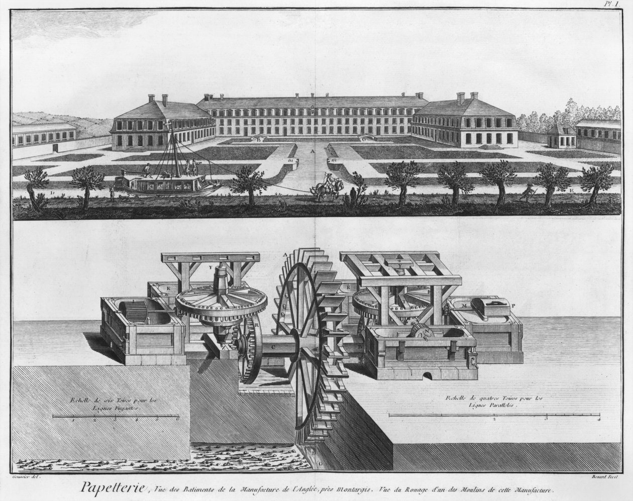 Eine Papiermühle, Illustration aus der 