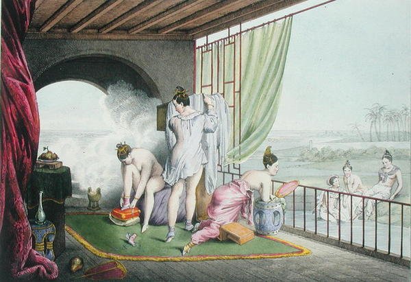 Badende bei ihrer Toilette, veröffentlicht 1824-27 von Louis Jacques Nicolas Schaal