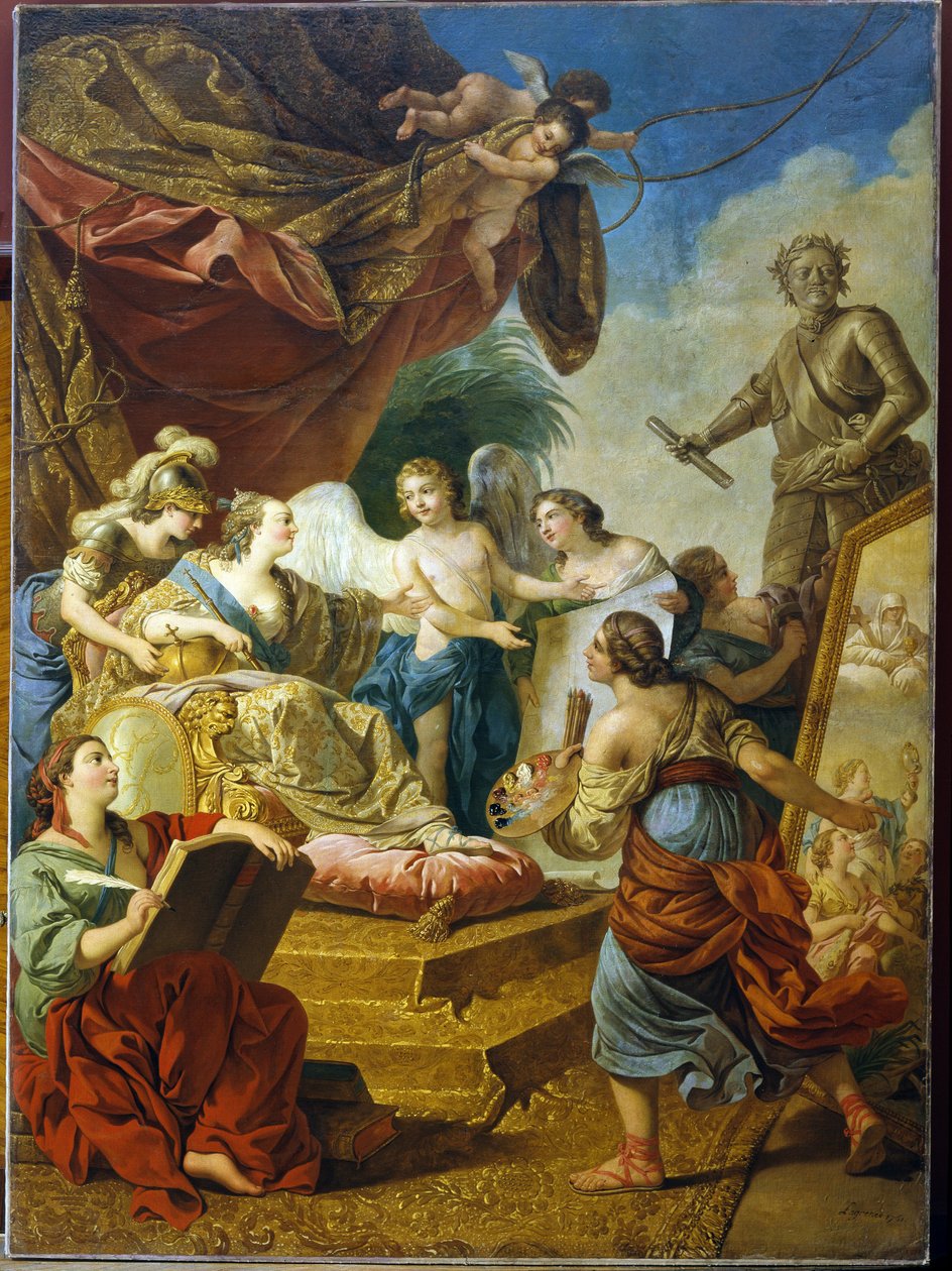 Die Kaiserin Elisabeth von Russland als Kunstmäzenin von Louis Jean Francois I Lagrenee
