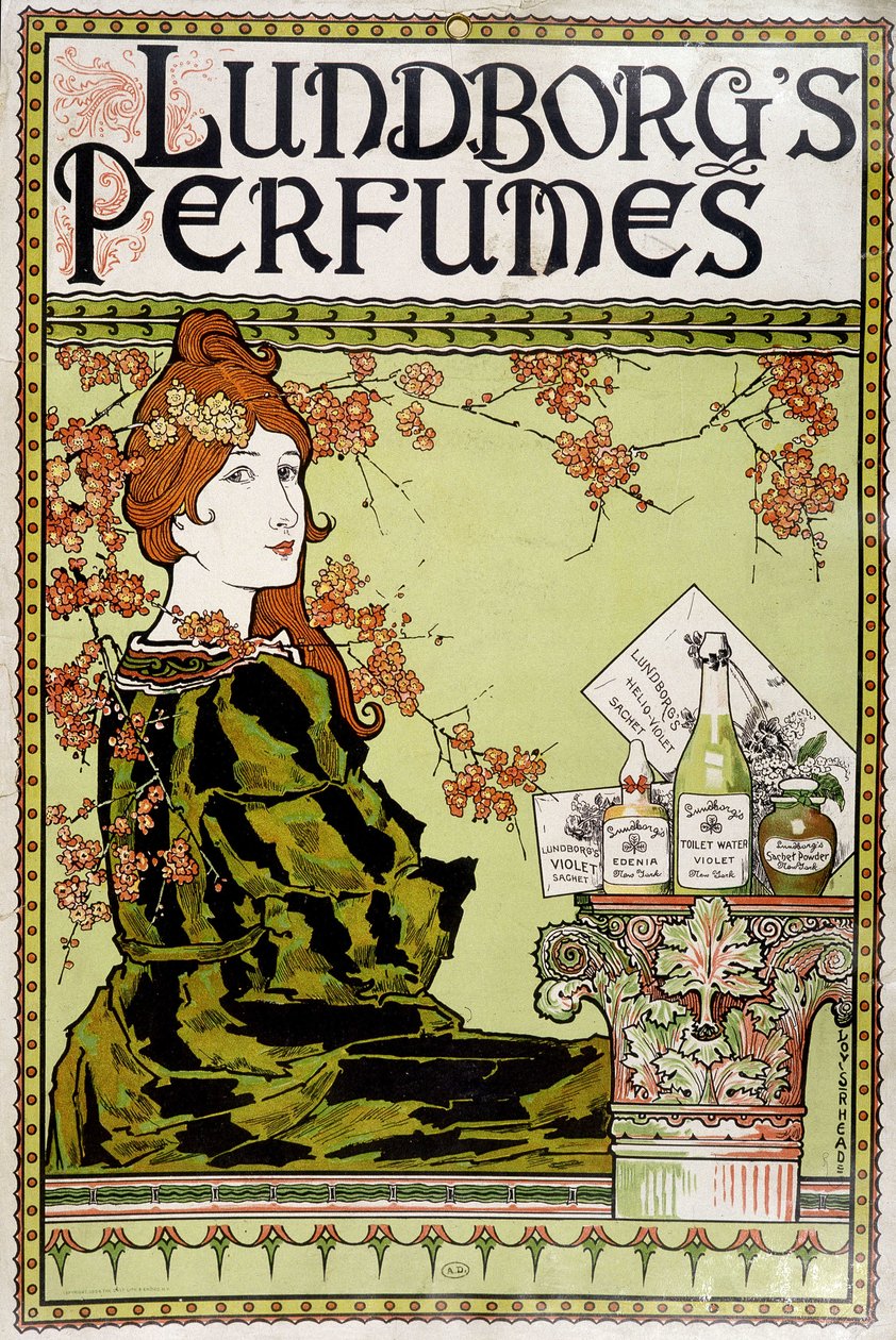 Werbung für den Duft „Lundborg“ - von Rhead, um 1895 von Louis John Rhead
