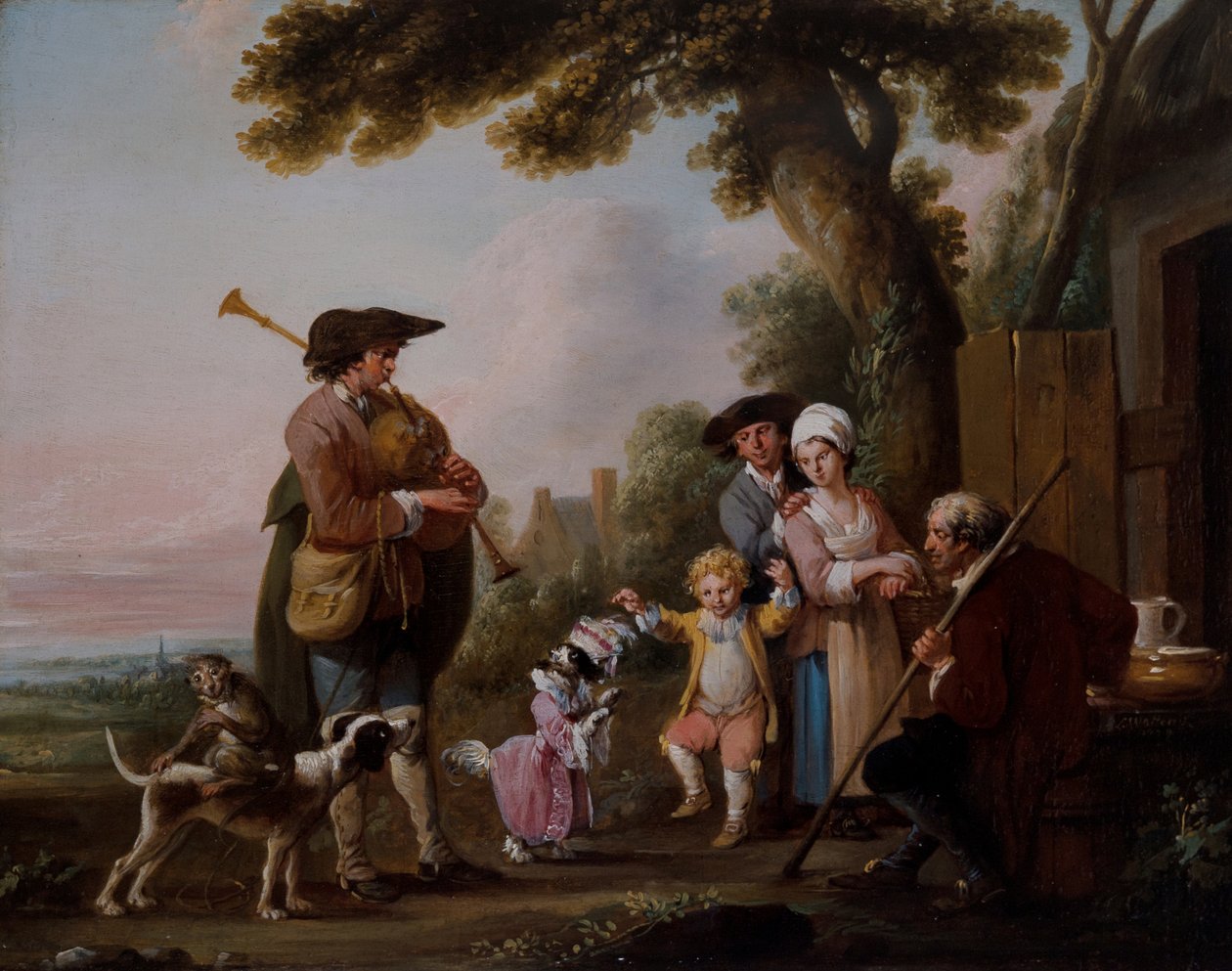 Musiker mit Tieren, die vor Tavernen auftreten von Louis Joseph (1731 98) Watteau