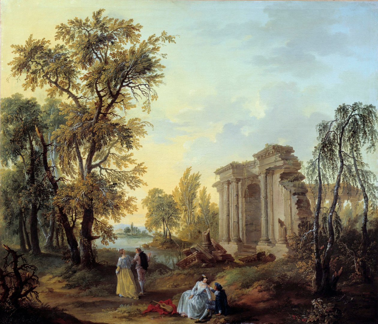 Ländlicher Spaziergang. Gemälde von Louis Joseph Watteau dit Watteau de Lille (1731-1798) 18. Jahrhundert. Höhe 1,02x0,8 m Marseille, Musée des Beaux Arts von Louis Joseph  Watteau