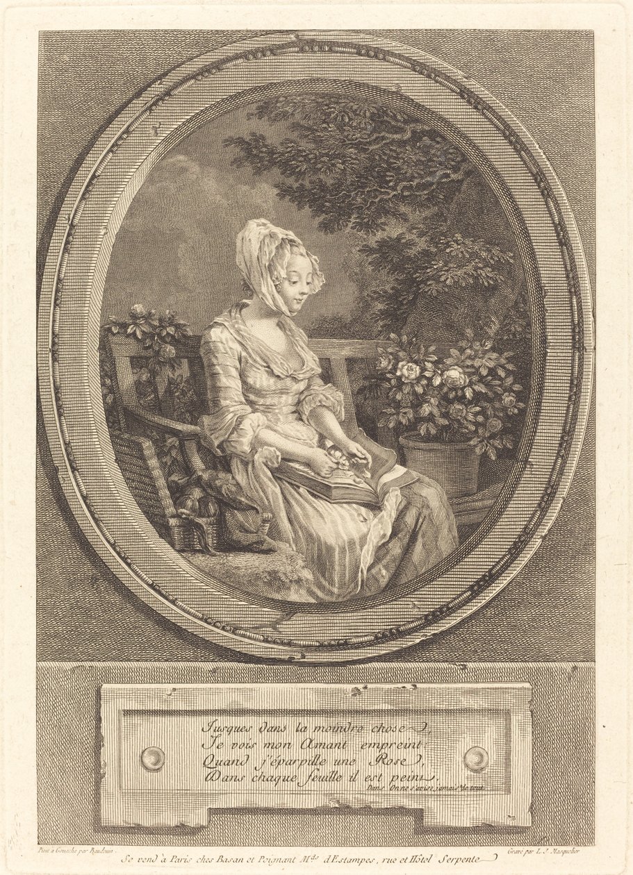 Jusques dans la moindre chose von Louis Joseph Masquelier after Pierre Antoine Baudouin
