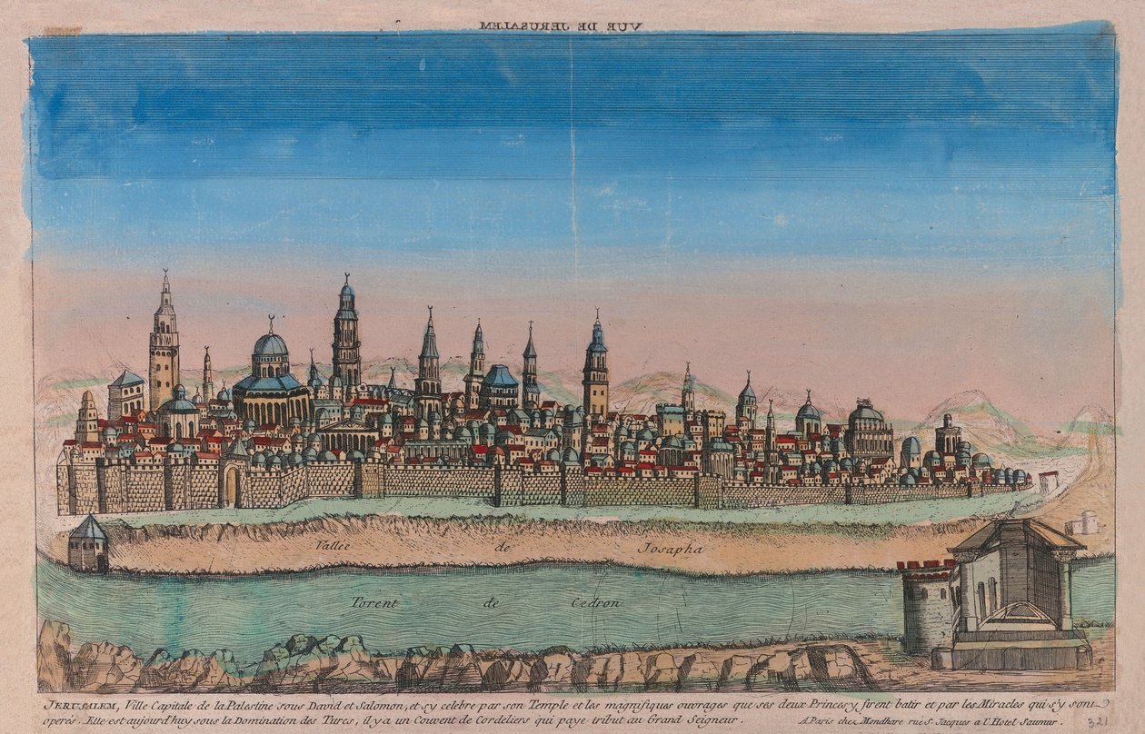 Die Jerusalem-Karte Ville Capitale de la Palestine sous David et Salomon von Louis Joseph Mondhare