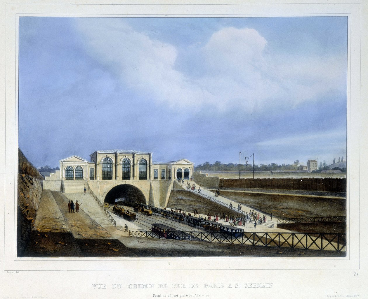 Eisenbahn von Paris nach Saint Germain - in „Paris en 1837“ von Arnout von Louis Jules Arnout
