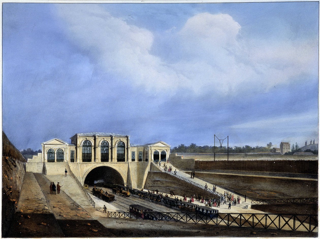 Eisenbahn von Paris nach Saint Germain - in „Paris en 1837“ von Arnout von Louis Jules Arnout