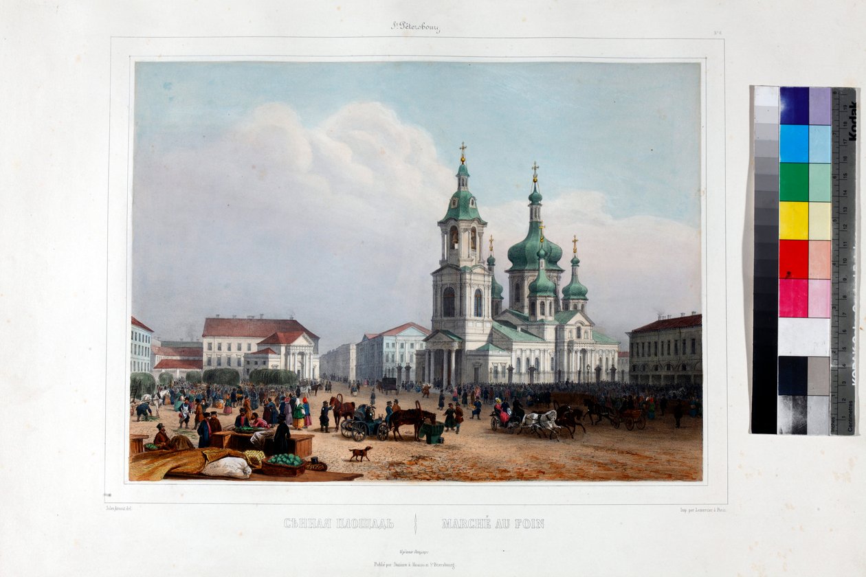 Der Sennaya-Platz und die Erlöserkirche in Sankt Petersburg von Louis Jules Arnout