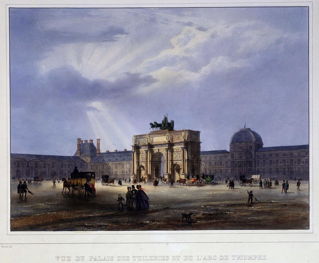 Ansicht des Palais des Tuilerien und des Karussells - in „Paris en 1837“ von Arnout von Louis Jules Arnout