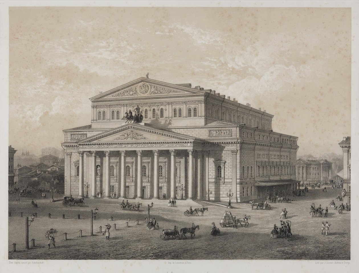 Bolshoi - Das Bolschoi-Theater in Moskau, von Louis Julien Jacottet (1806-?) von Louis Julien Jacottet