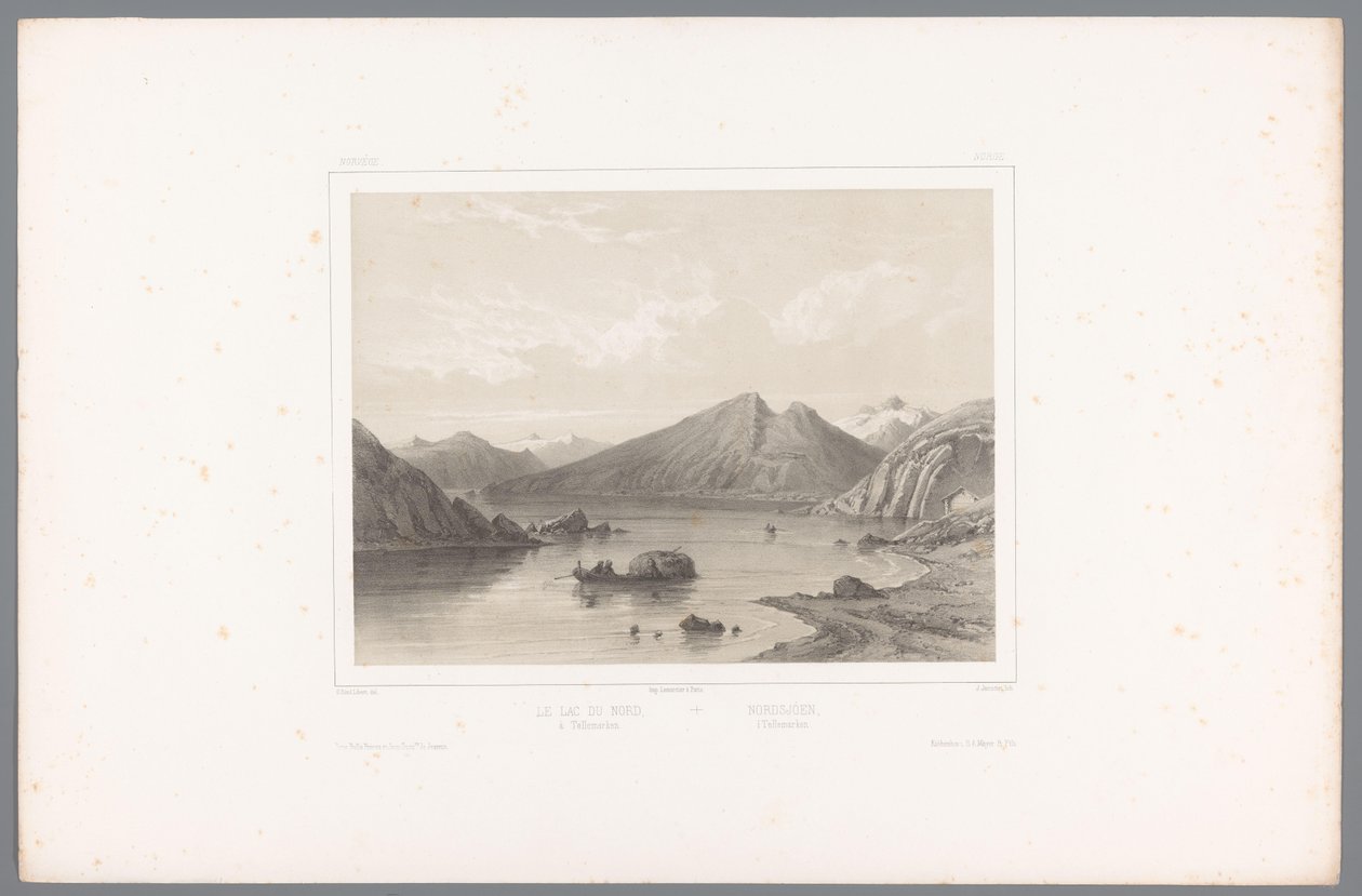 Ansicht des Sees Norsjø in Telemark (Gezichten in Scandinavië) von Louis Julien Jacottet