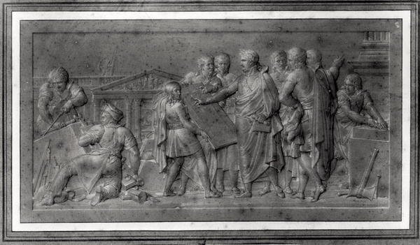 Verbesserungen für Paris, Studie für ein Flachrelief, frühes 19. Jahrhundert von Louis Lafitte