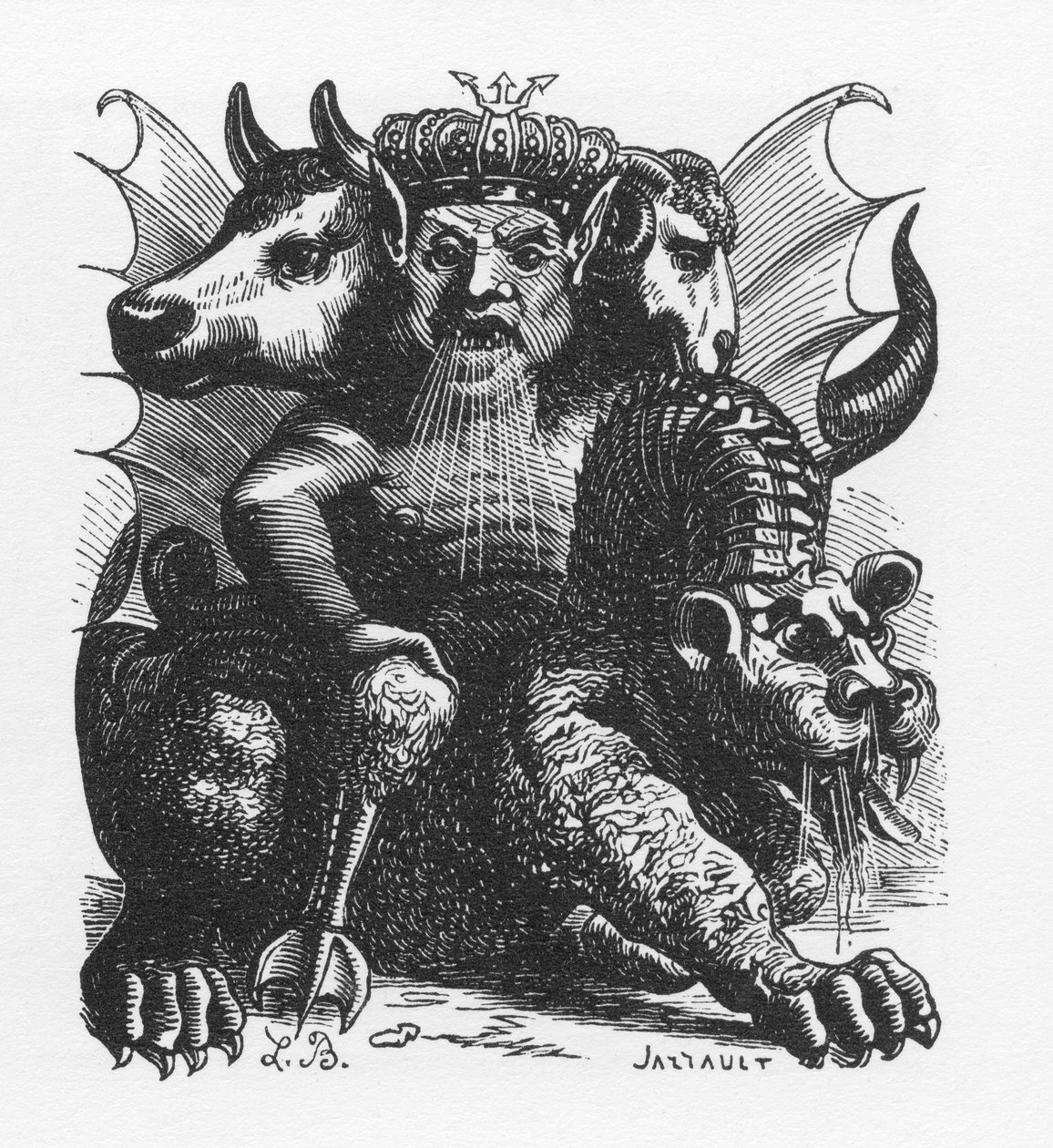 Asmodeus Dämon der Bibel - Asmodeus oder Ashmedai König der Dämonen - in „Das infernale Wörterbuch“ von Collin de Plancy - Gravur von L. Breton. Paris. von Louis Le Breton