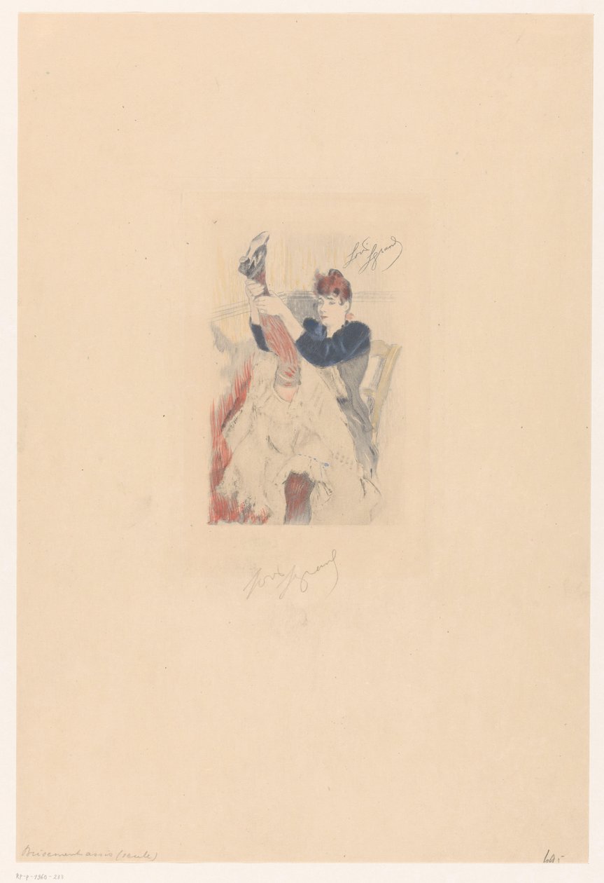 Cancan-Tänzerin macht eine Flexibilitätsübung von Louis Legrand (signed by artist)
