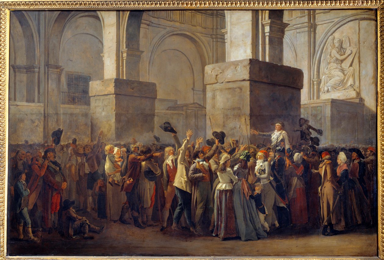 Französische Revolution; "Triumph von Marat" Der Abgeordnete Jean Paul Marat (1743-1793) wurde nach seinem Freispruch durch das Revolutionstribunal 1793 vom Volk triumphiert von Louis Leopold Boilly
