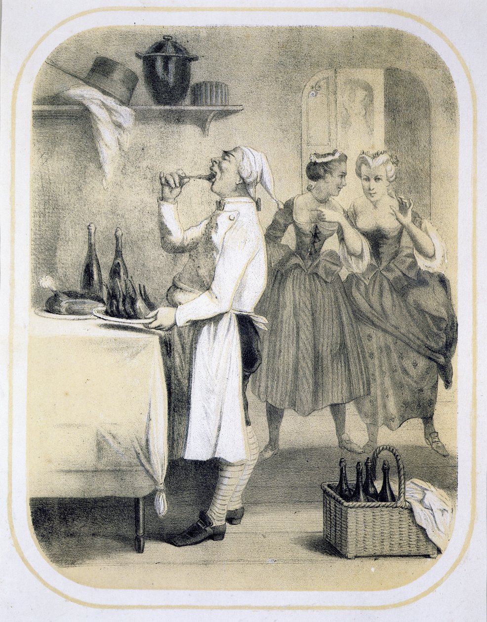 Völlerei in der Küche, aus einer Serie von Drucken, die die sieben Todsünden darstellen, um 1850 von Louis Leopold Boilly