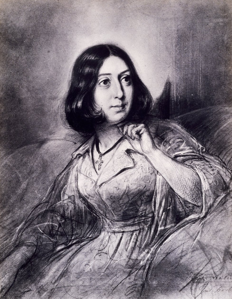 Porträt von George Sand, Pseudonym von Amantine-Lucile-Aurore Dupin von Louis Leopold Boilly