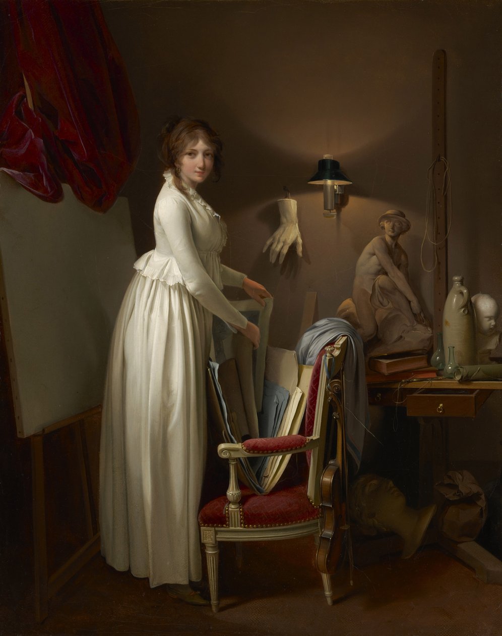 Die Frau des Künstlers in seinem Atelier, ca. 1795-99 von Louis Leopold Boilly