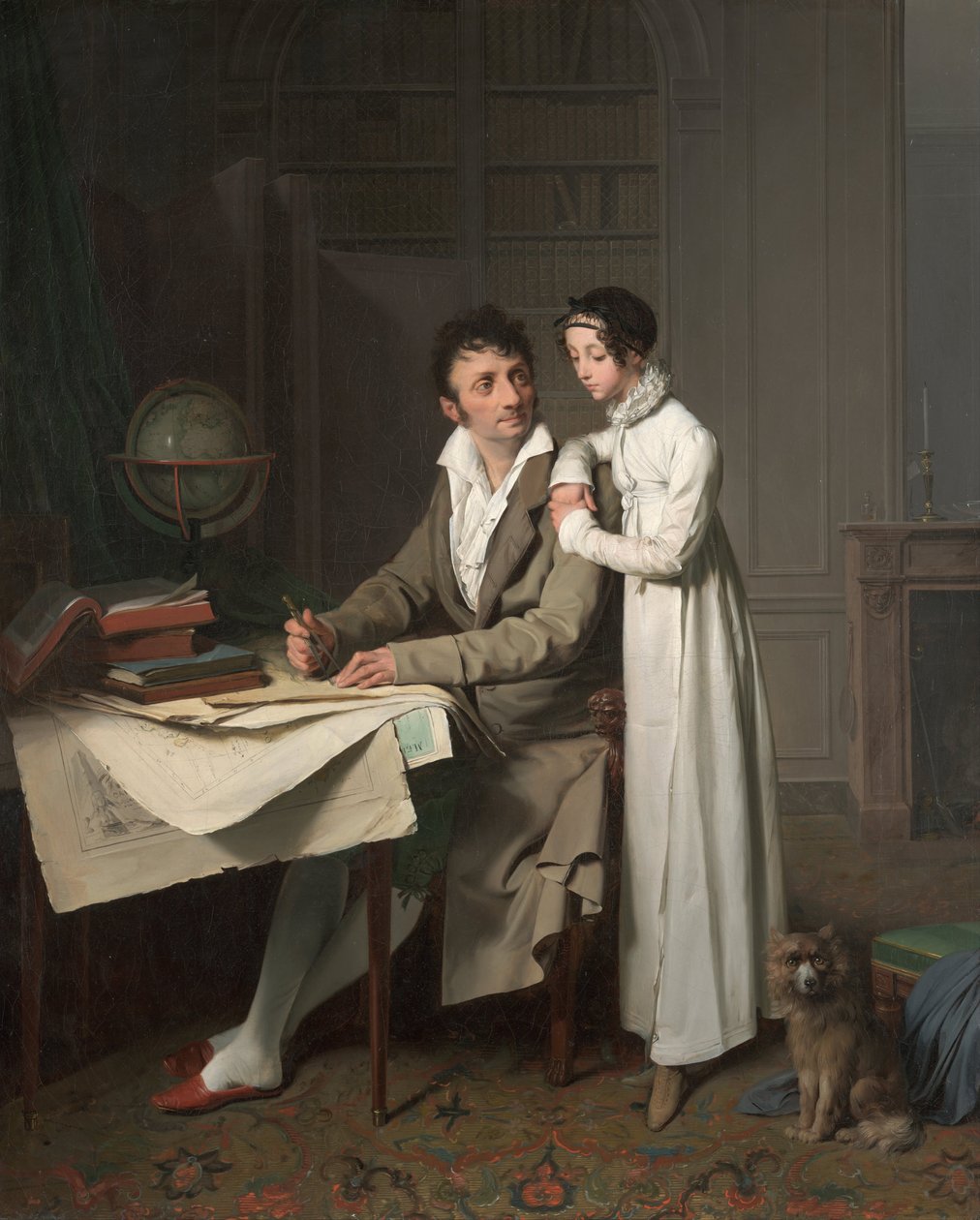 Die Geographiestunde Porträt von Monsieur Gaudry und seiner Tochter von Louis Leopold Boilly