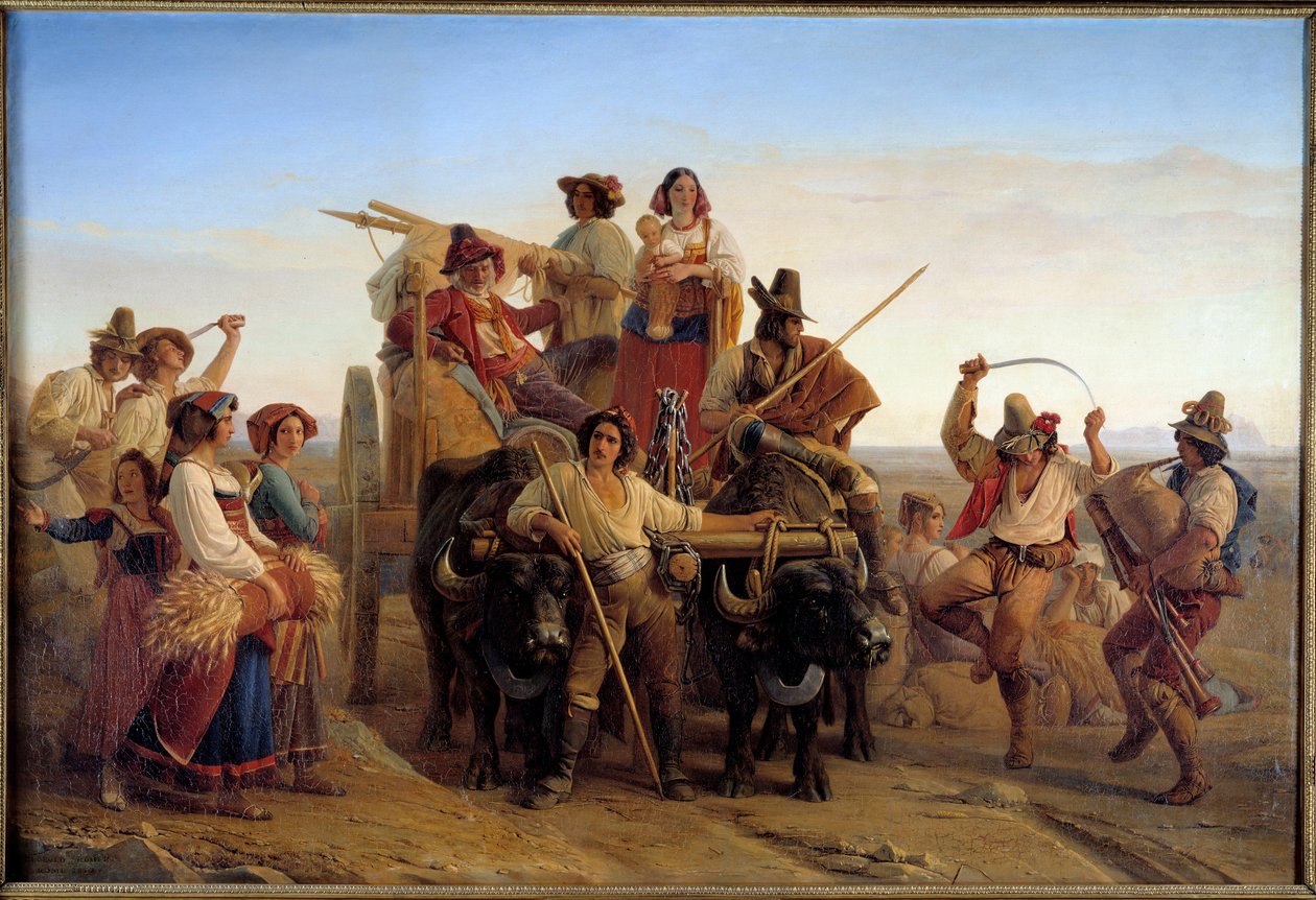 Ankunft der Erntearbeiter in den Pontinischen Sümpfen (Agro Pontino) bei Rom von Louis Leopold Robert