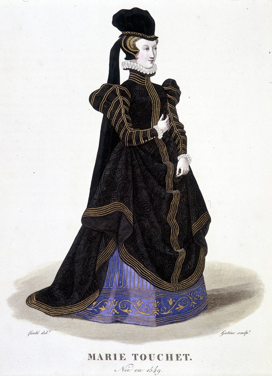 Porträt von Marie Touchet (1549-1638). In „Galerie française de femmes fameuses“ von Louis Marie Lante