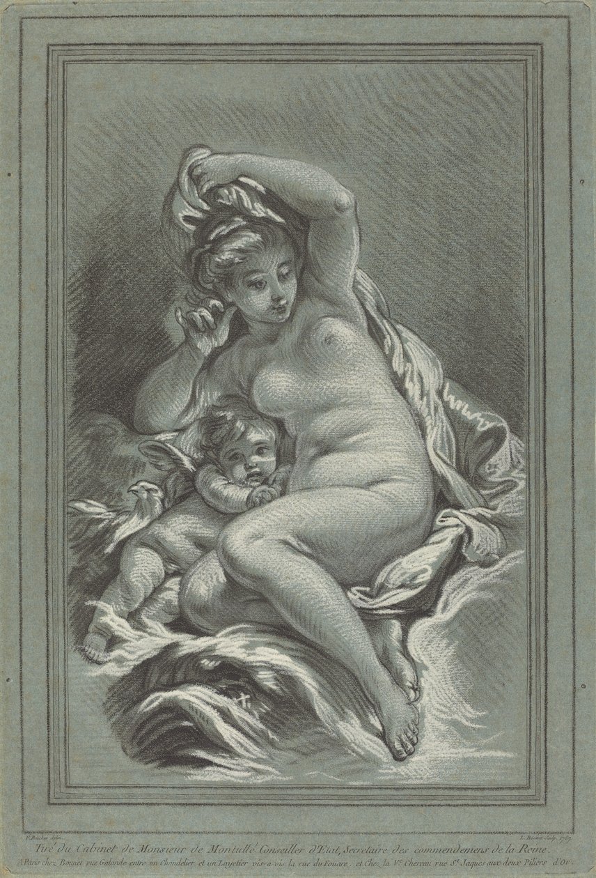 Venus und Amor auf einem Delphin, 1767 von Louis Marin Bonnet, Juste François Boucher