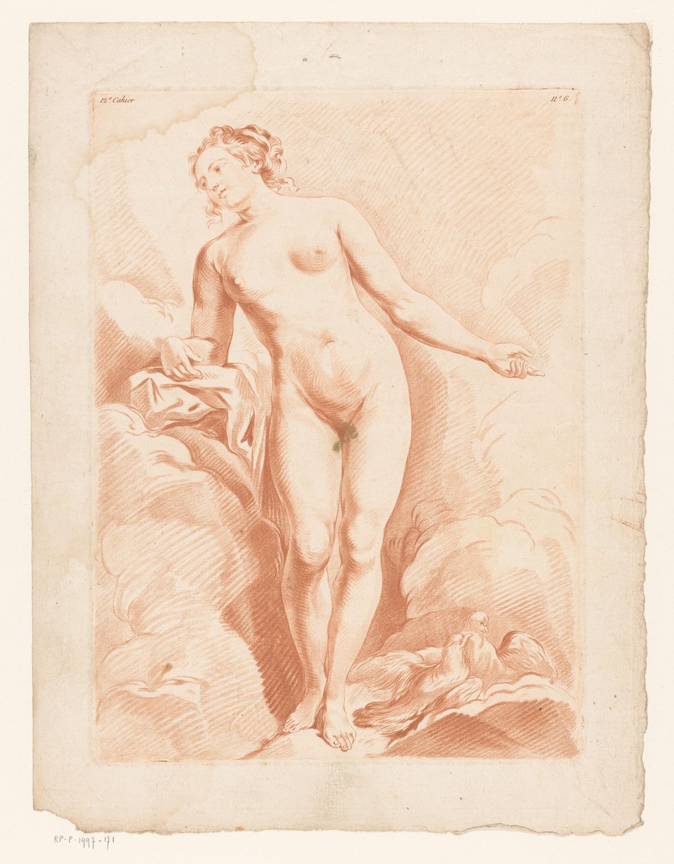 Nackte Venus mit zwei Turteltauben von Louis Marin Bonnet (possibly)
