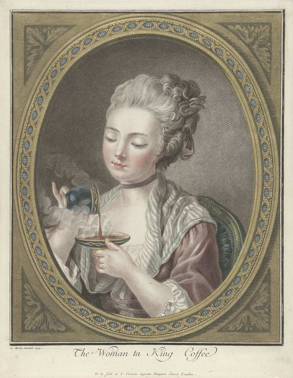 Büste einer jungen Frau, die Kaffee trinkt von Louis Marin Bonnet