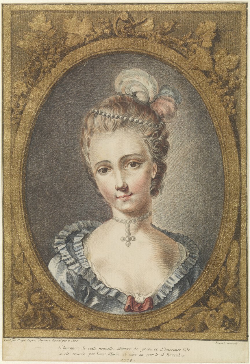 Büste einer jungen Frau mit Perlenkette von Louis Marin Bonnet
