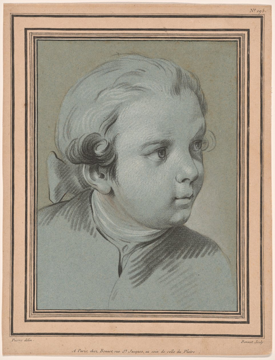 Kopf eines Jungen, dreiviertel nach rechts gedreht von Louis Marin Bonnet