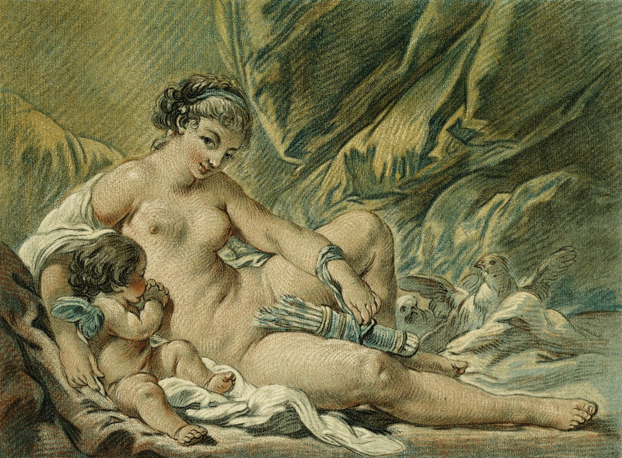 Liebe überzeugt Venus, ihre Waffen zu übergeben, nach F. Boucher; L