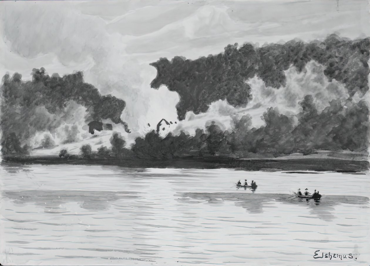 Feuer gesehen von East Lyme, Connecticut, 1900 von Louis Michel Eilshemius