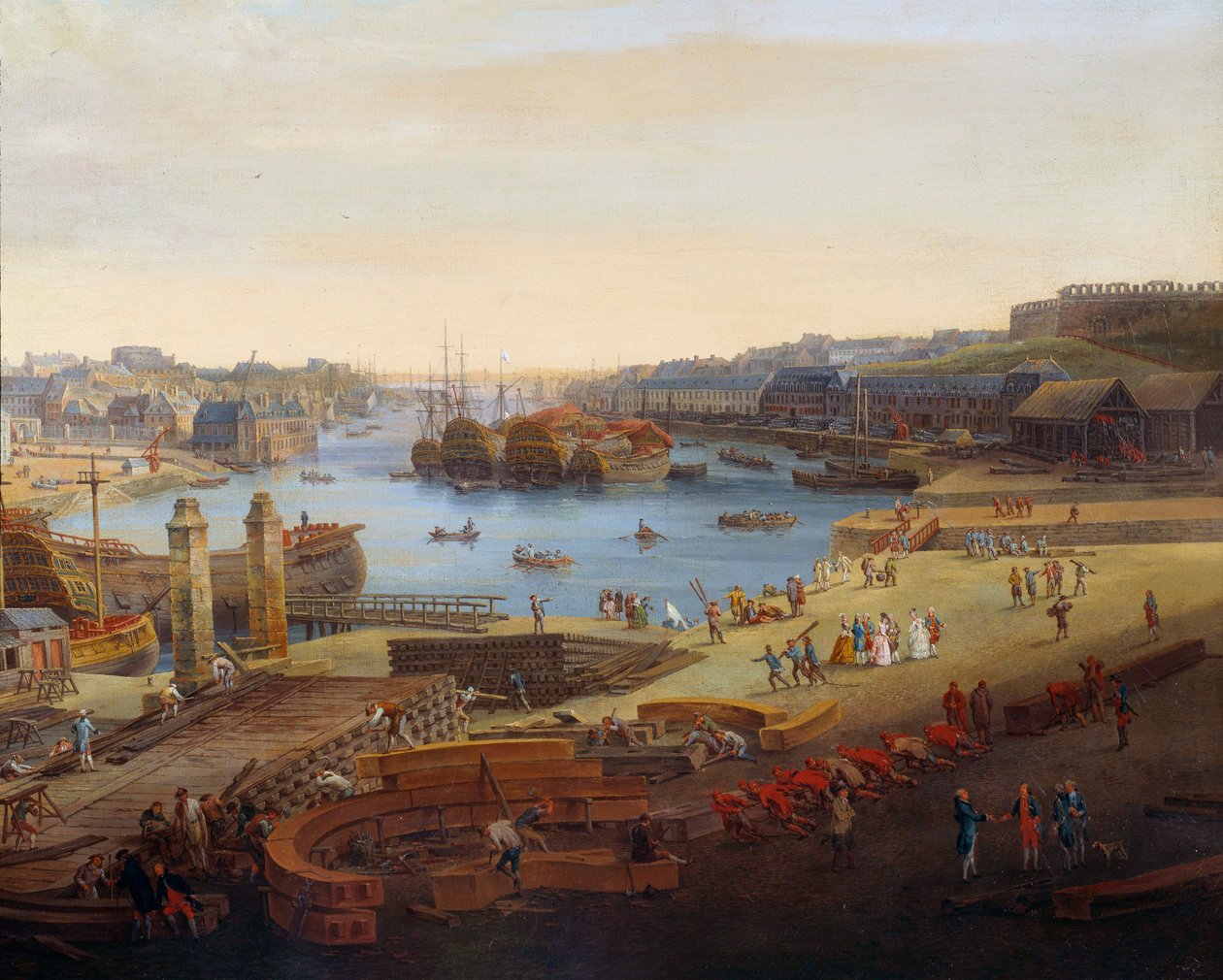 Werft: Der Hafen von Brest (Detail) von Louis Nicolas van Blarenberghe