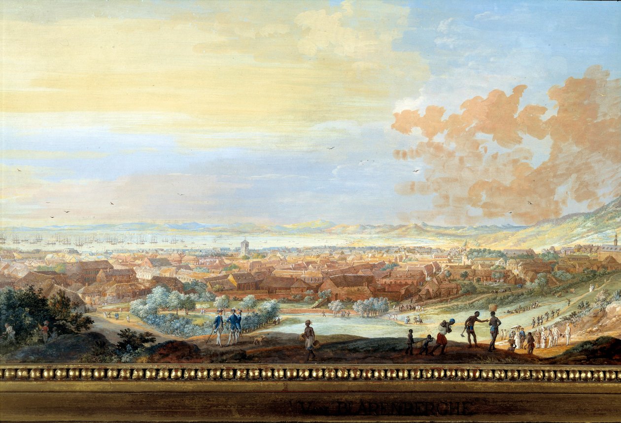 Ansicht der Stadt Cap Français (Cap de la République) vom Hügel in Santo Domingo. Detail. Gemälde von Louis Nicolas Van Blarenberghe (1716-1794) 1779. La Rochelle, Musée du Nouveau Monde von Louis Nicolas van Blarenberghe