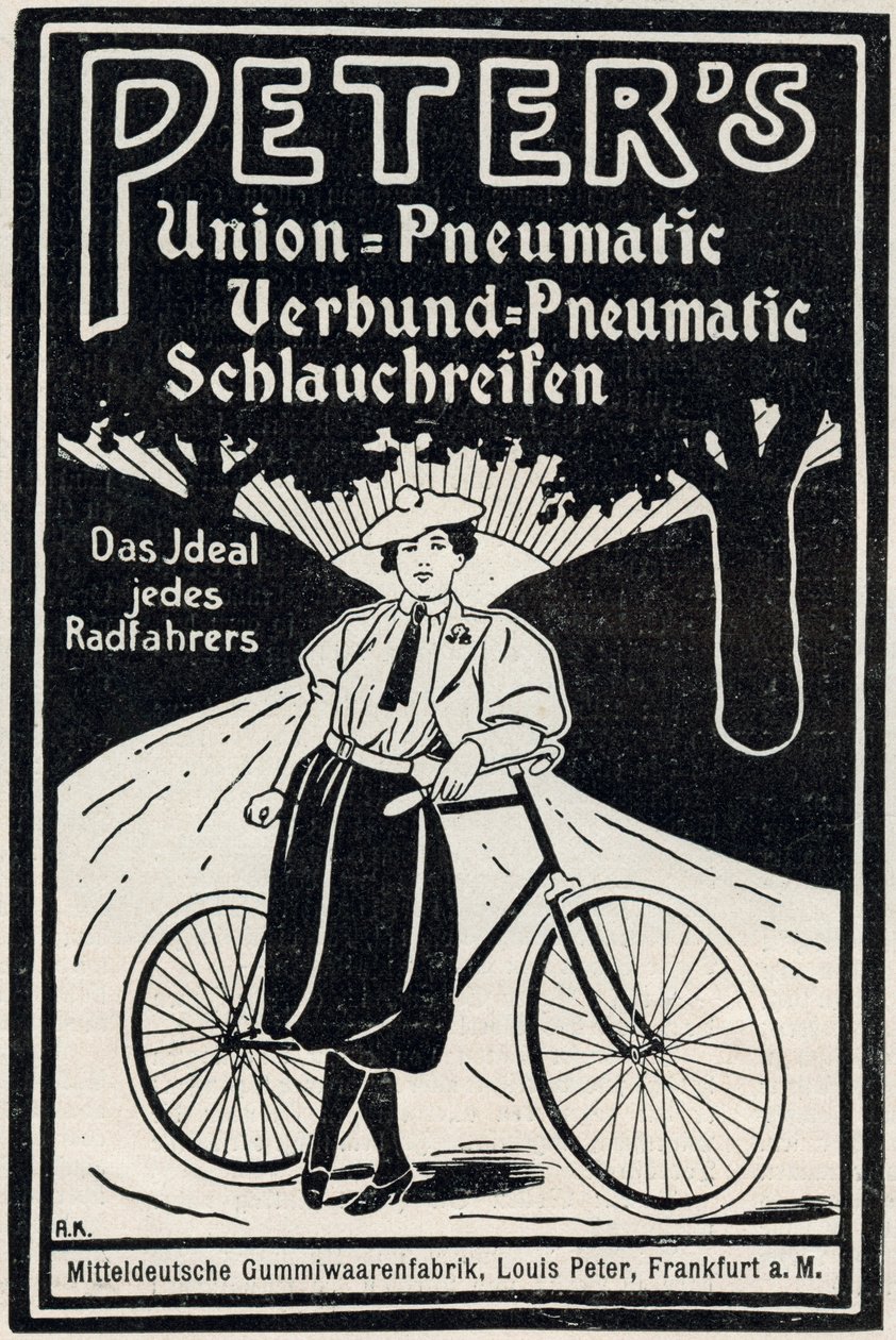 Werbung für Peters pneumatische Fahrradreifen von Louis Peter