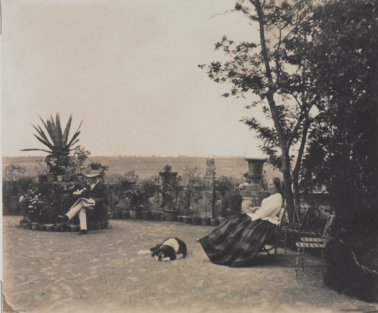 Ohne Titel (Mann und Frau entspannen) von Louis Pierre Theophile Dubois de Nehaut