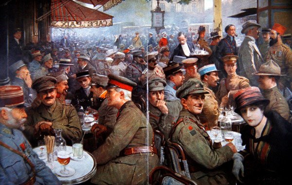 Le Cafe de la Paix Pendant La Guerre von Louis Remy Sabattier