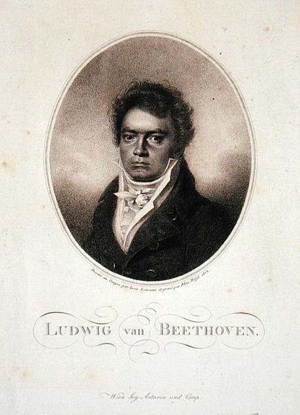 Ludwig van Beethoven, graviert von Blasius Hofel, 1814 von Louis Rene (after) Letronne