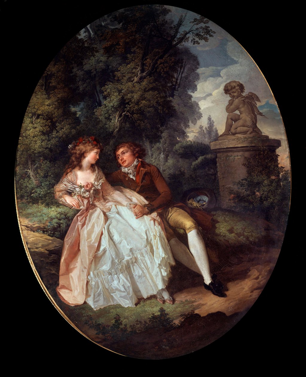 Galante Szene (mit Amor). Gemälde von Louis Trinquesse (1746-1800) 18. Jahrhundert Tours, Musée des Beaux-Arts von Louis Rolland Trinquesse