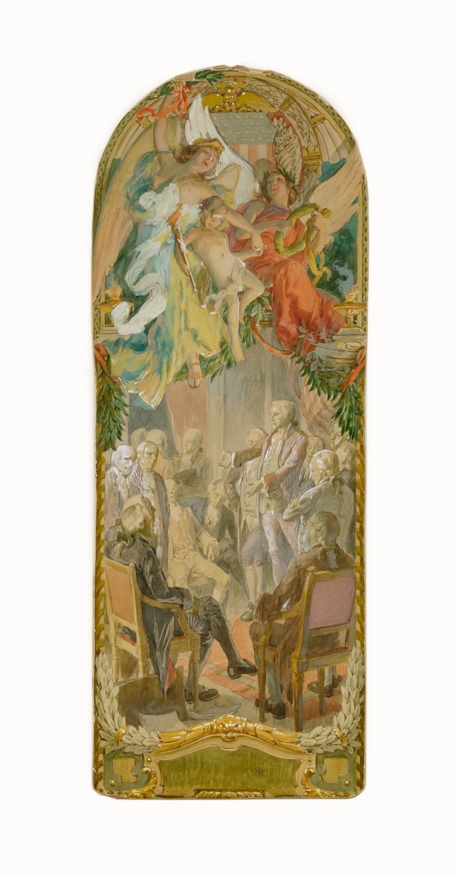 Eine Legislativsitzung (Studie für Panel, Altes Senatsgebäude) von Louis Schaettle