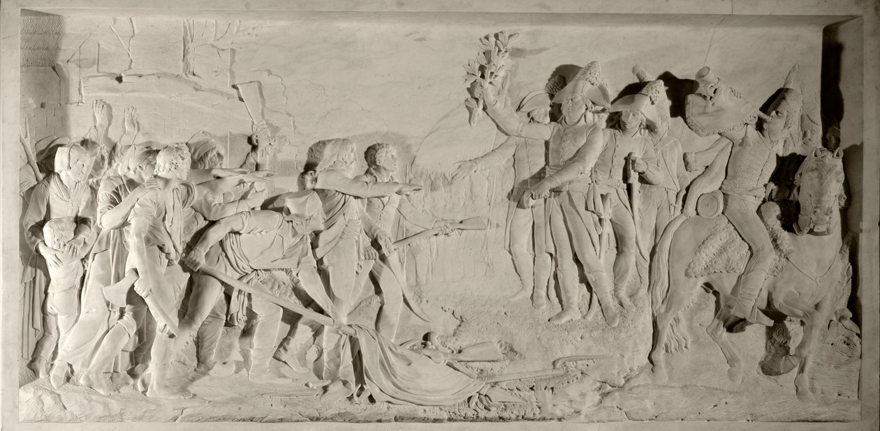 Vendée-Krieg: Befriedung der Vendée durch General Lazare Hoche im Jahr 1796. Flachrelief in Marmor, geschnitzt von Simon Louis Boizot. 1800. Versailles, Schlossmuseum von Louis Simon Boizot