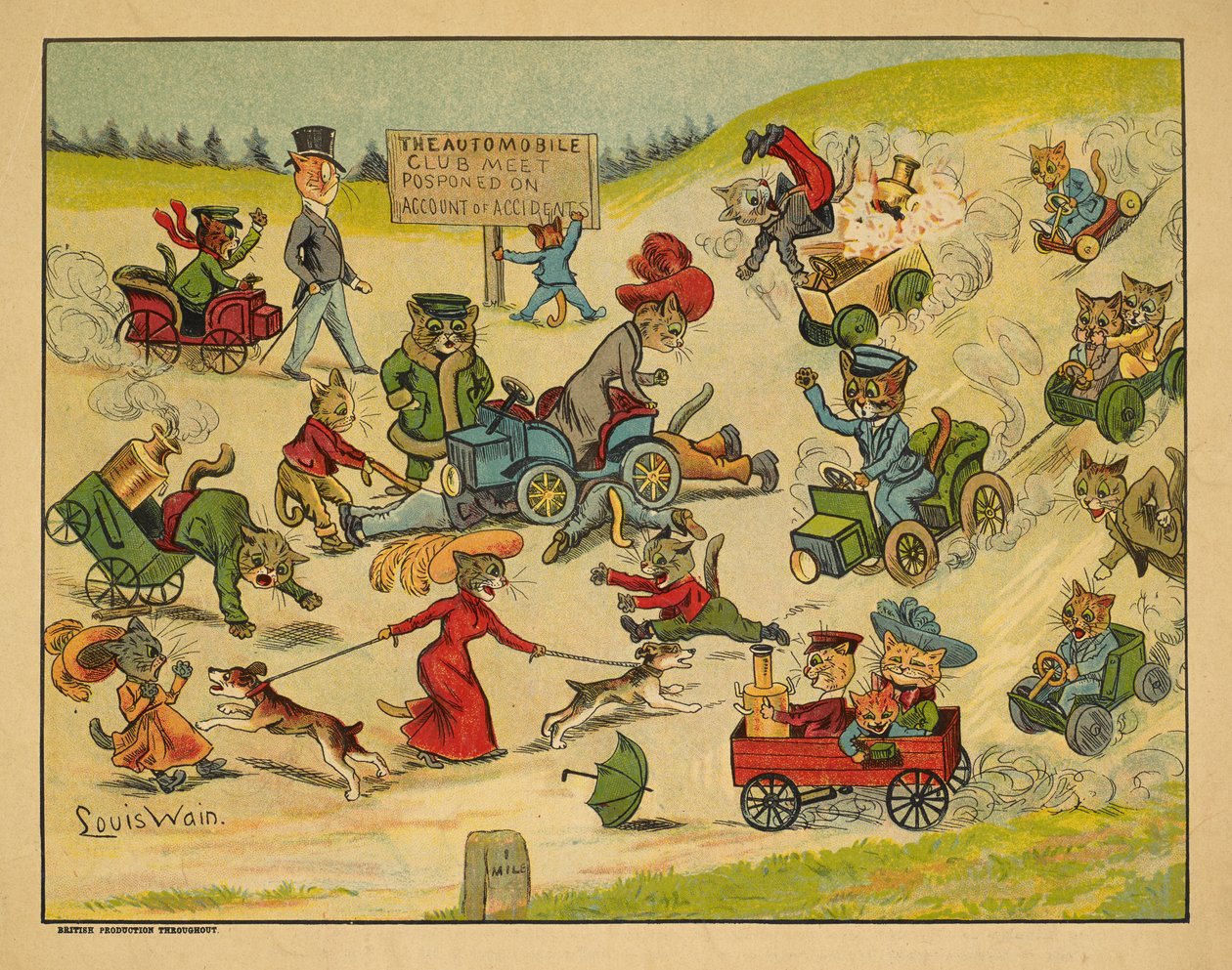 Katzen in verschiedenen Automobilen von Louis Wain