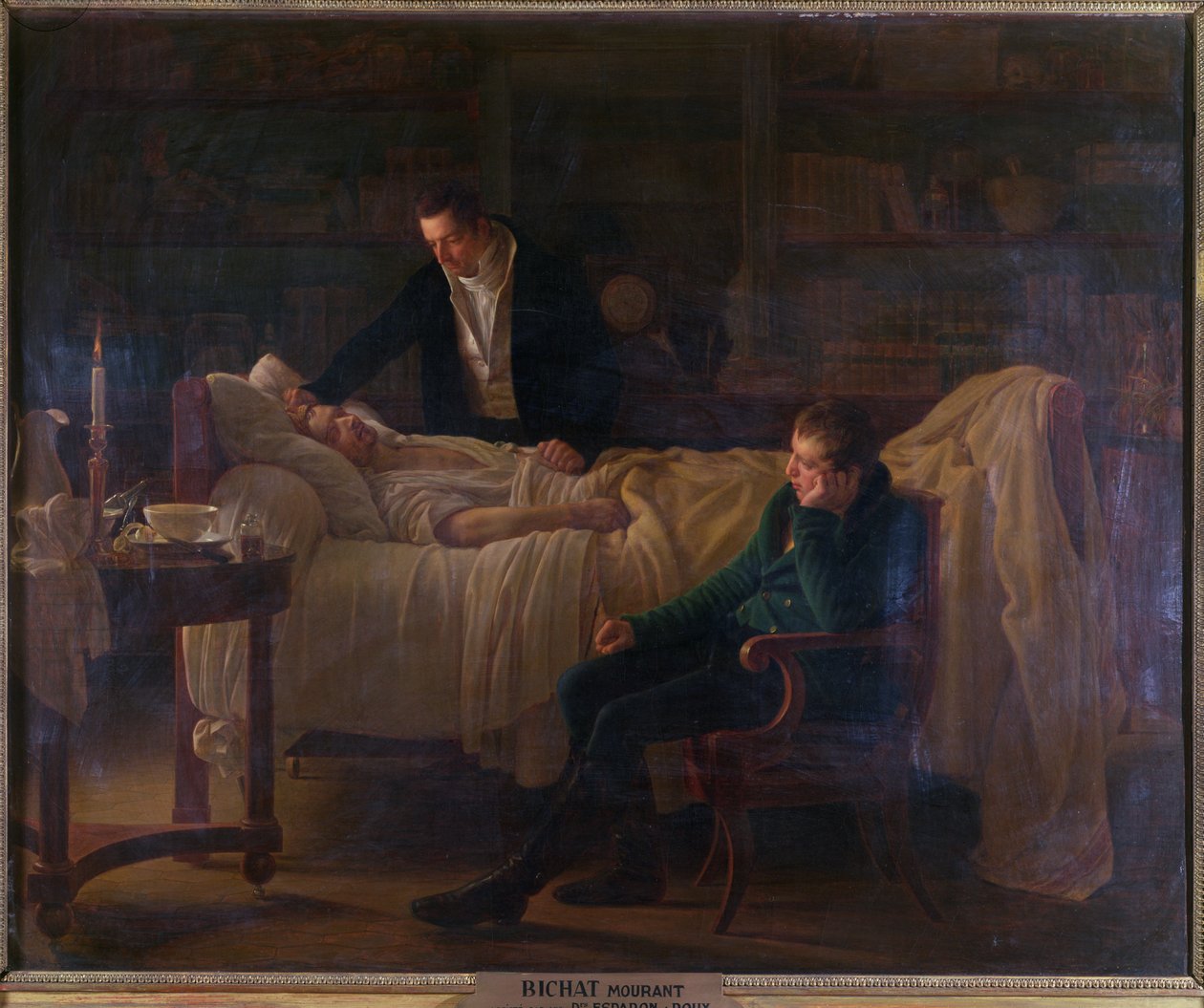 Marie Francois Xavier Bichat (1771-1802) stirbt umgeben von den Ärzten Esparon und Philibert Joseph Roux (1780-1854) von Louise Marie Jeanne Hersent
