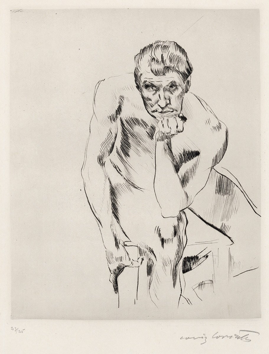Sitzender männlicher Akt, nachdenklich von Lovis Corinth