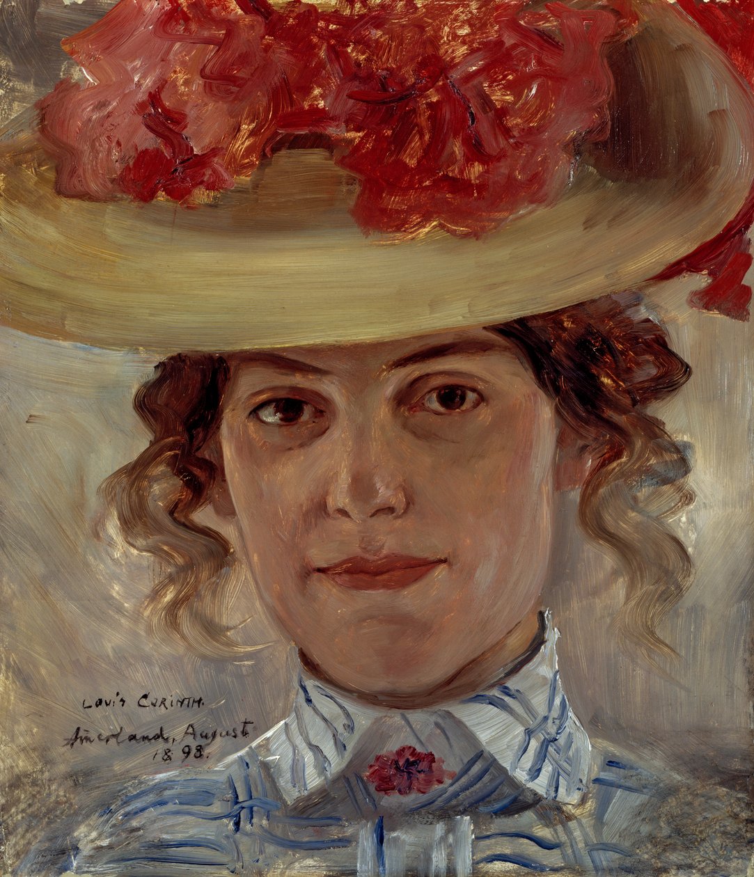 Frau Halbe mit Strohhut von Lovis Corinth