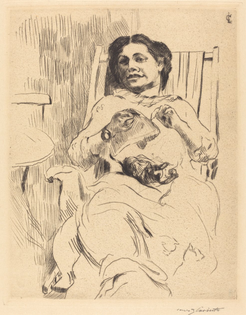 Frau mit Handarbeit, 1912 von Lovis Corinth