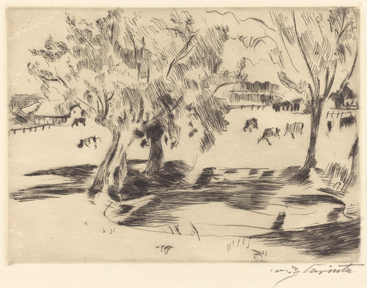 Landschaft mit Kühen von Lovis Corinth