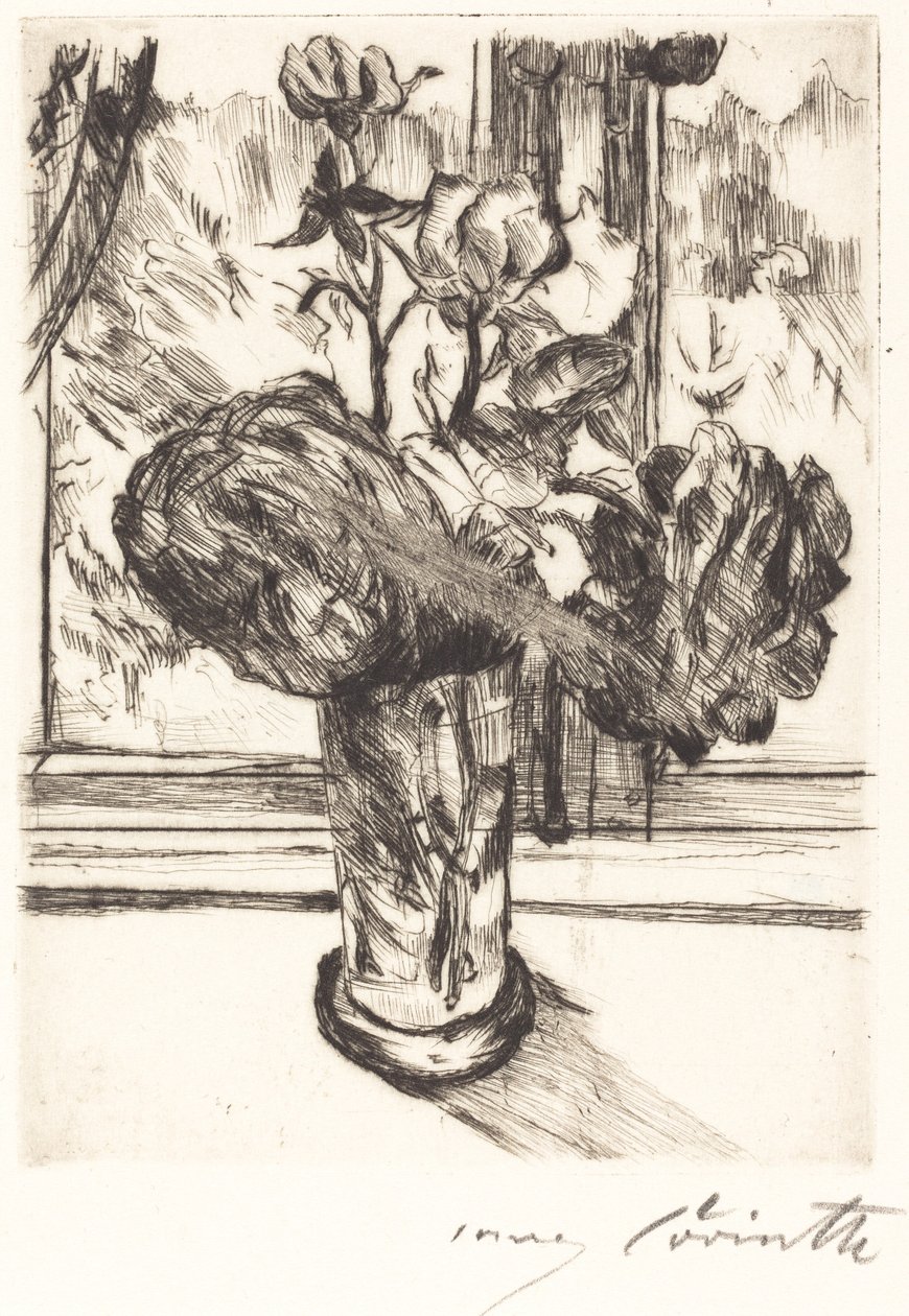 Rosen in einem Wasserglas von Lovis Corinth