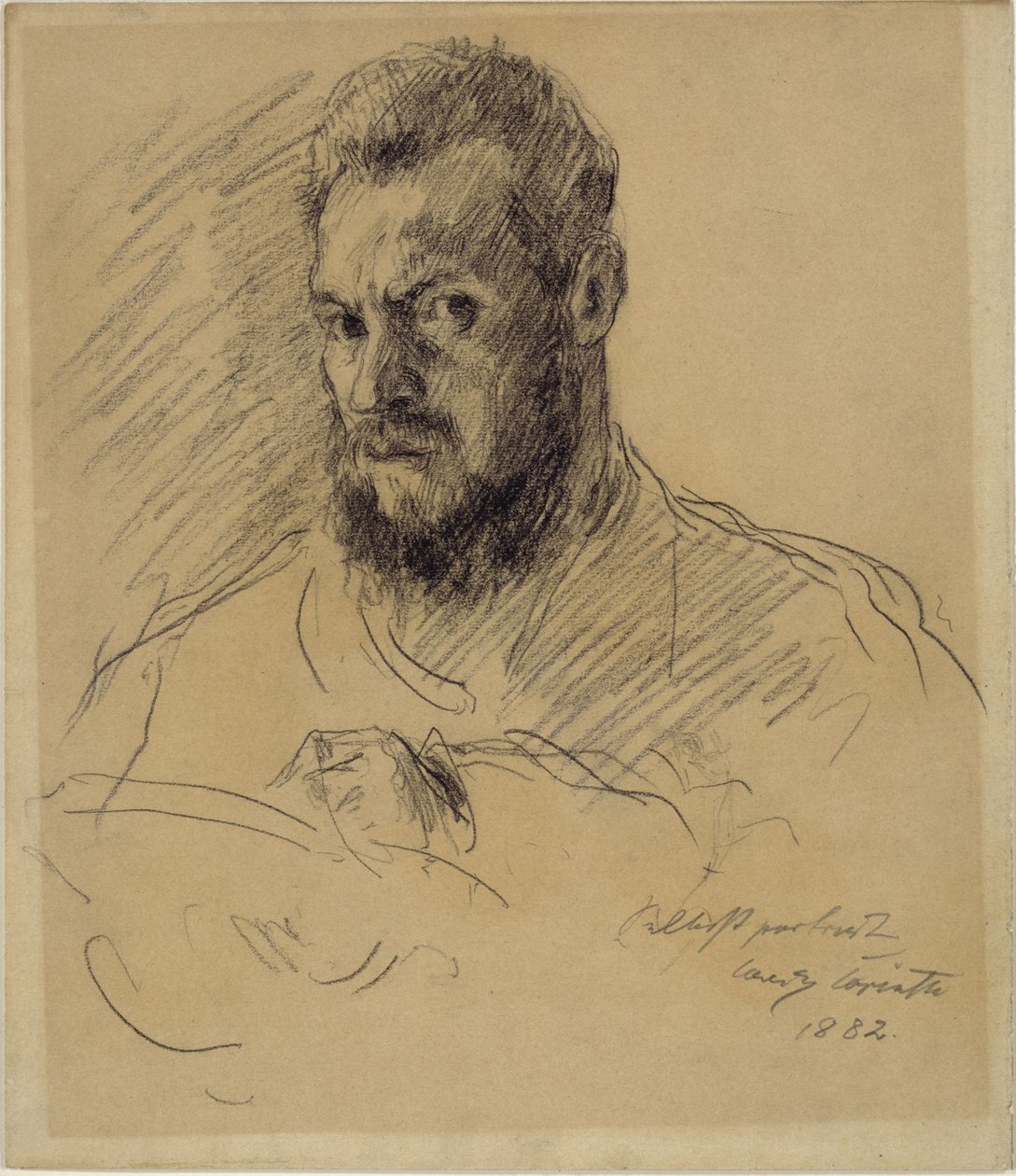 Selbstbildnis mit Vollbart, zeichnend von Lovis Corinth