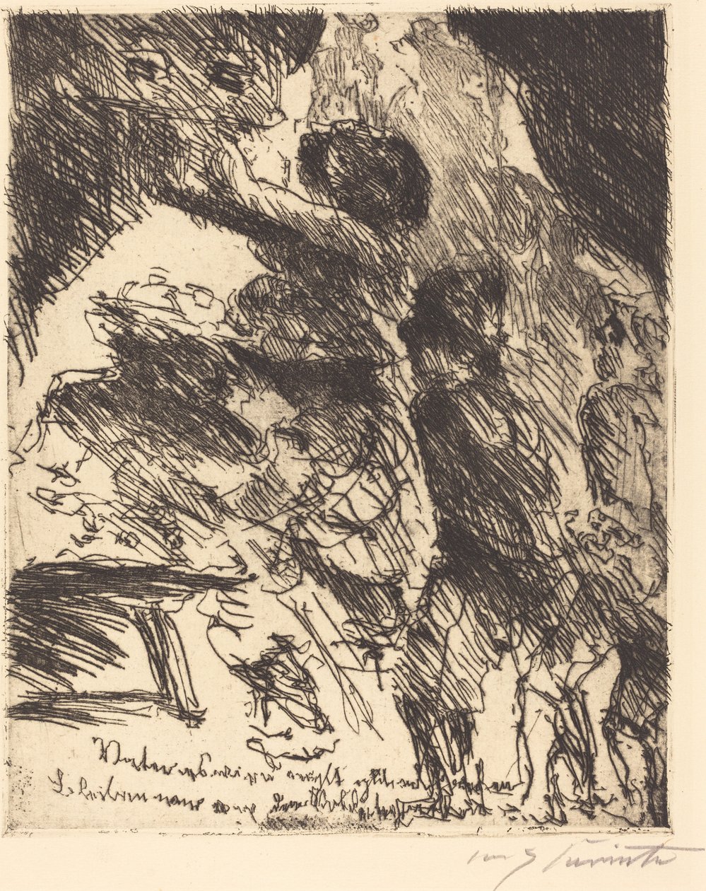 „Vater, es wird nicht gut ablaufen, bleiben wir von dem Soldatenhaufen“ von Lovis Corinth